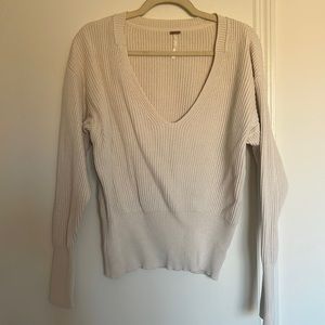 Cream colored v-neck sweater